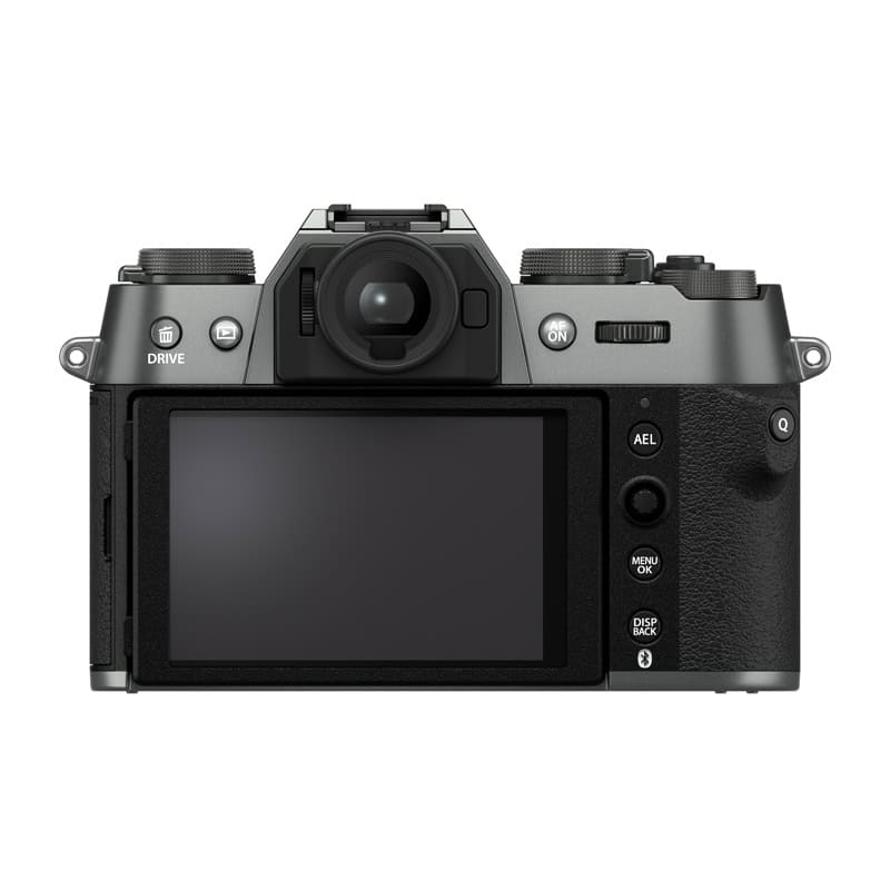 Fujifilm X-T50 Kamera in anthrazitgrau mit 16-50mm Objektiv.